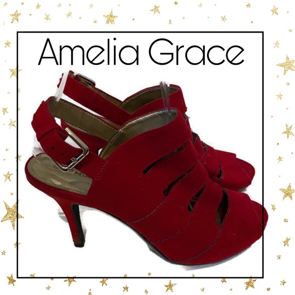 Amelia Grace Shoes Amelia Grace Red Peep Toe Buckle